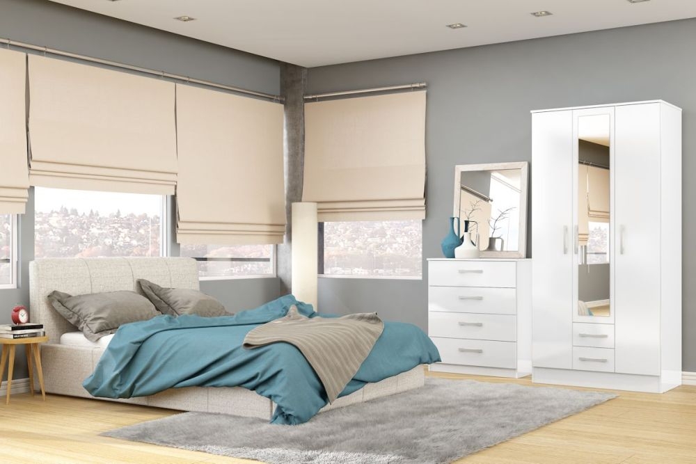 Product photograph of Lynx White 2 Door 2 Drawer Wardrobe from Choice Furniture Superstore.