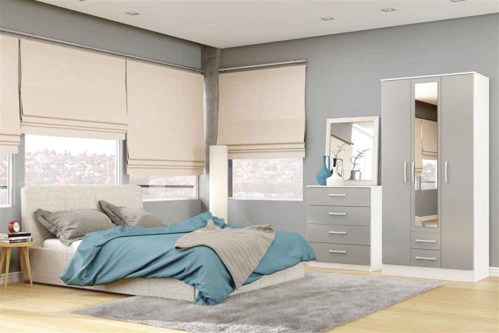 Product photograph of Lynx White And Grey 3 Door Combi Wardrobe from Choice Furniture Superstore.