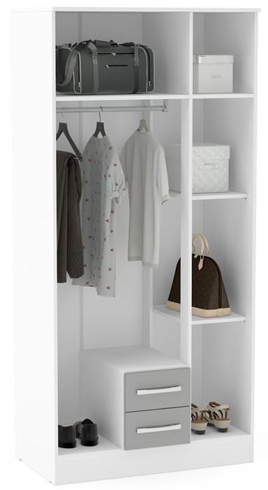 Product photograph of Lynx White And Grey 3 Door Combi Wardrobe from Choice Furniture Superstore.