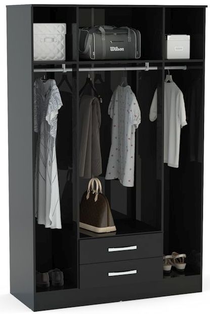 Product photograph of Birlea Lynx Black 4 Door Combi Wardrobe from Choice Furniture Superstore.