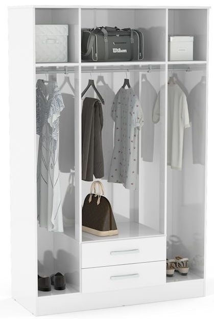 Product photograph of Birlea Lynx White 4 Door Combi Wardrobe from Choice Furniture Superstore.