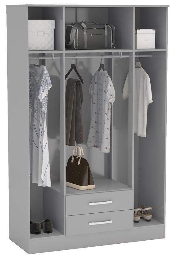 Product photograph of Lynx Grey 4 Door Mirrored Wardrobe - 2 Drawers from Choice Furniture Superstore.