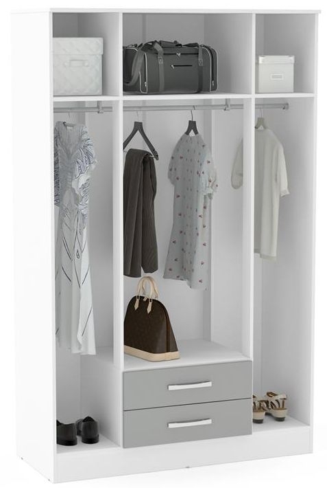 Product photograph of Birlea Lynx 4 Door Combi Wardrobe - White And Grey from Choice Furniture Superstore.