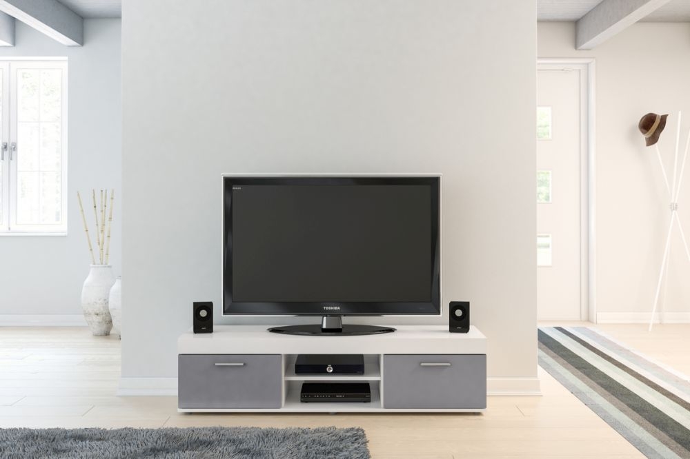 Product photograph of Birlea Edgeware Medium Tv Unit - White And Grey from Choice Furniture Superstore.