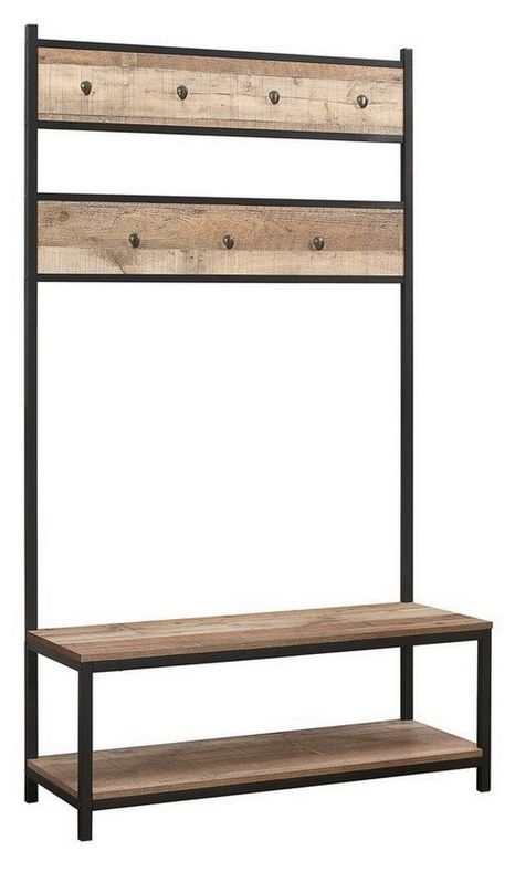 Product photograph of Birlea Urban Rustic Coat Rack And Bench With Metal Frame from Choice Furniture Superstore.
