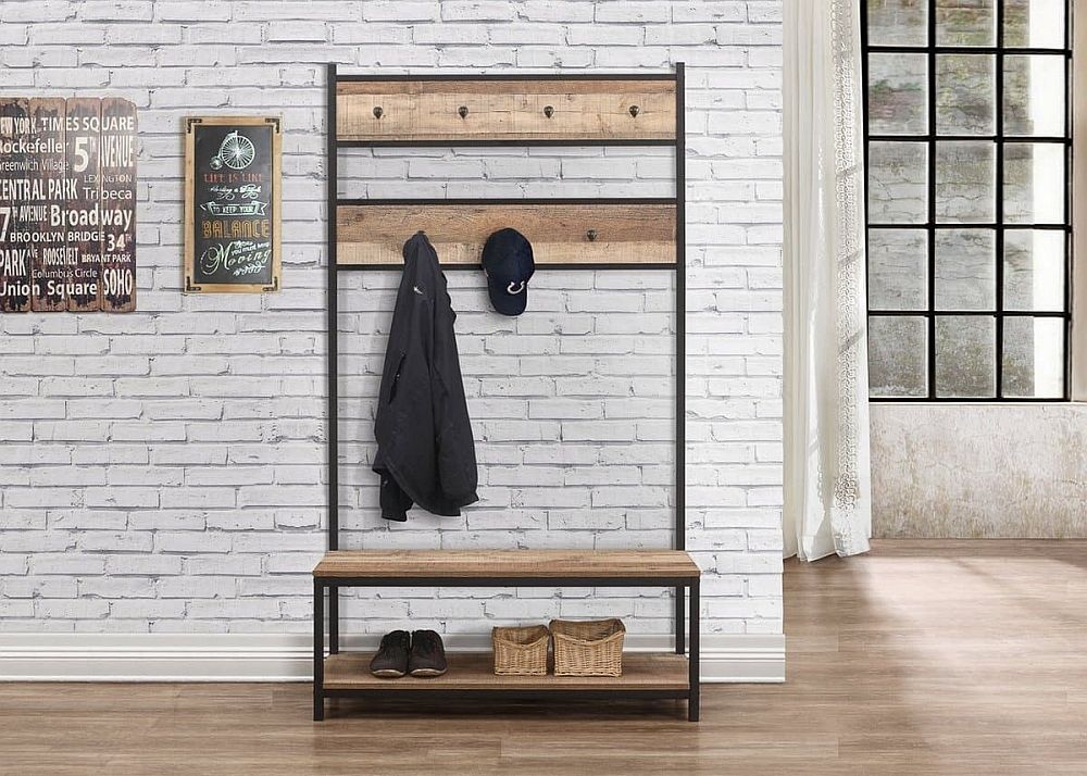 Product photograph of Urban Rustic Coat Rack And Bench from Choice Furniture Superstore.