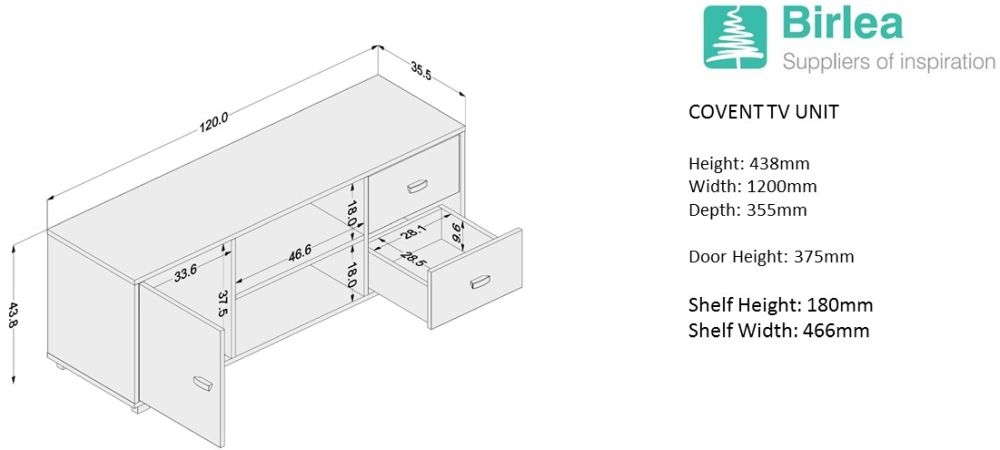 Product photograph of Birlea Covent Black Tv Unit from Choice Furniture Superstore.