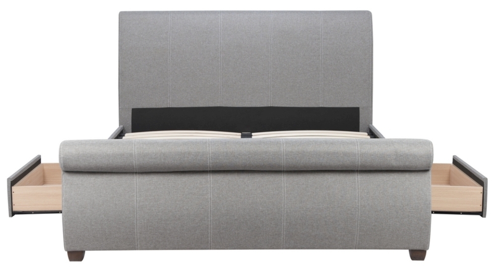 Product photograph of Lancaster Grey Fabric Sleigh Bed - Comes In 4ft 6in Double And 5 Ft King Size Options from Choice Furniture Superstore.