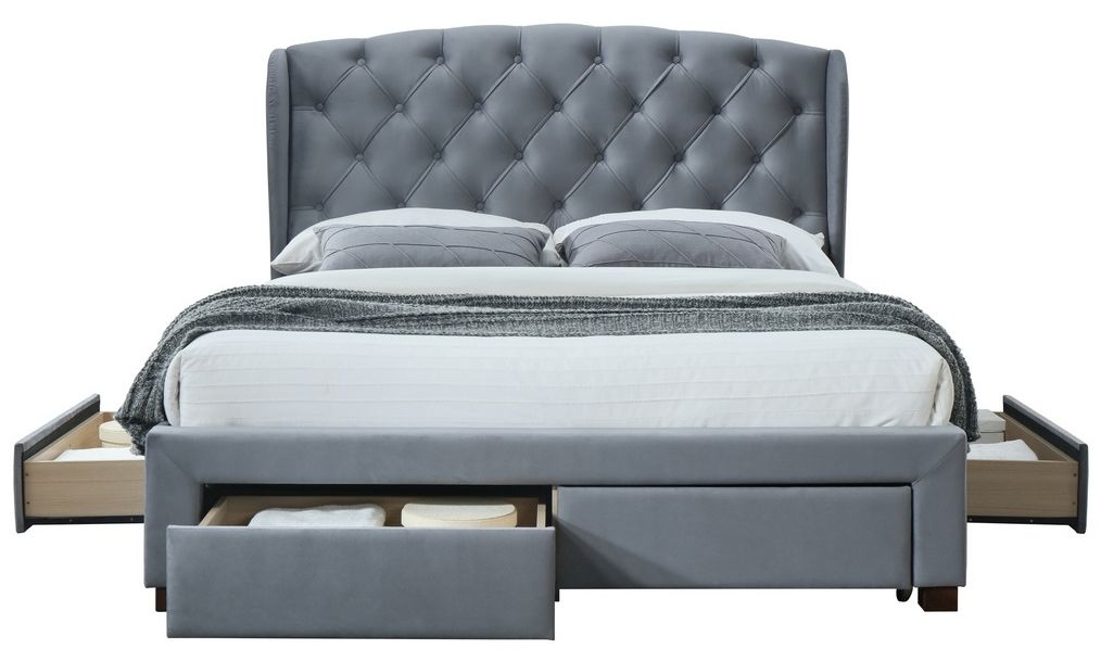 Product photograph of Hope Grey Velvet Fabric Bed from Choice Furniture Superstore.