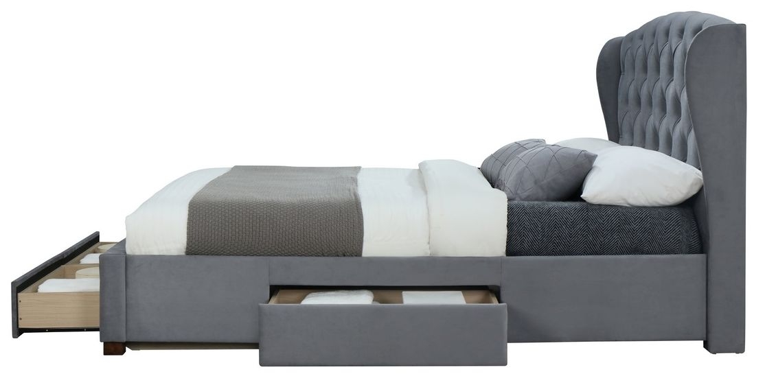 Product photograph of Hope Grey Velvet Fabric Bed from Choice Furniture Superstore.