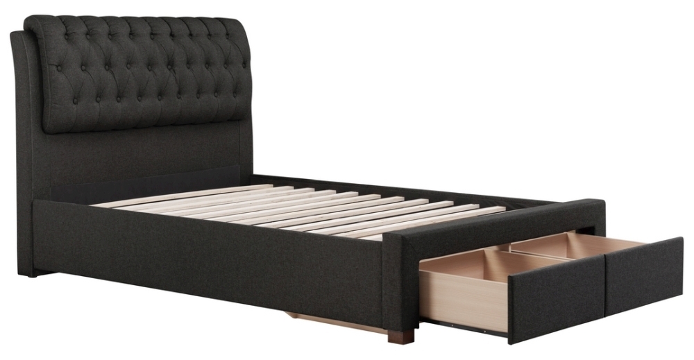 Product photograph of Valentino Charcoal Fabric Bed - Sizes Available from Choice Furniture Superstore.