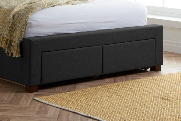 Product photograph of Valentino Charcoal Fabric Bed - Sizes Available from Choice Furniture Superstore.