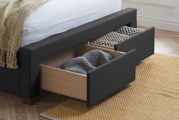 Product photograph of Valentino Charcoal Fabric Bed - Sizes Available from Choice Furniture Superstore.