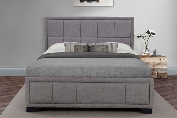 Product photograph of Hannover Grey Fabric Cushioned Bed - Comes In Small Double Double And King Size Options from Choice Furniture Superstore.