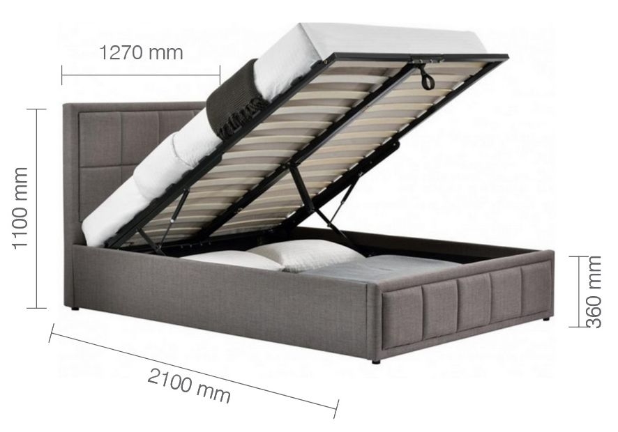 Hannover Grey Fabric Ottoman Bed