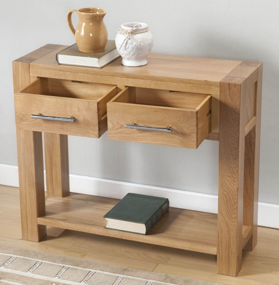 Product photograph of Milano Oak Large Console Table from Choice Furniture Superstore.