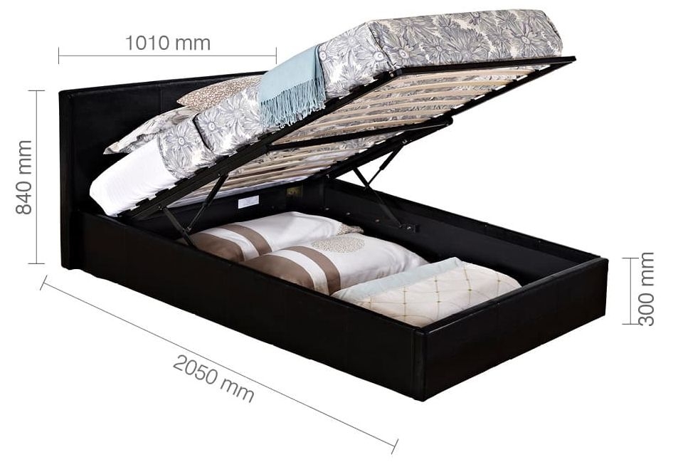 Product photograph of Birlea Berlin Black Faux Leather Ottoman Bed from Choice Furniture Superstore.