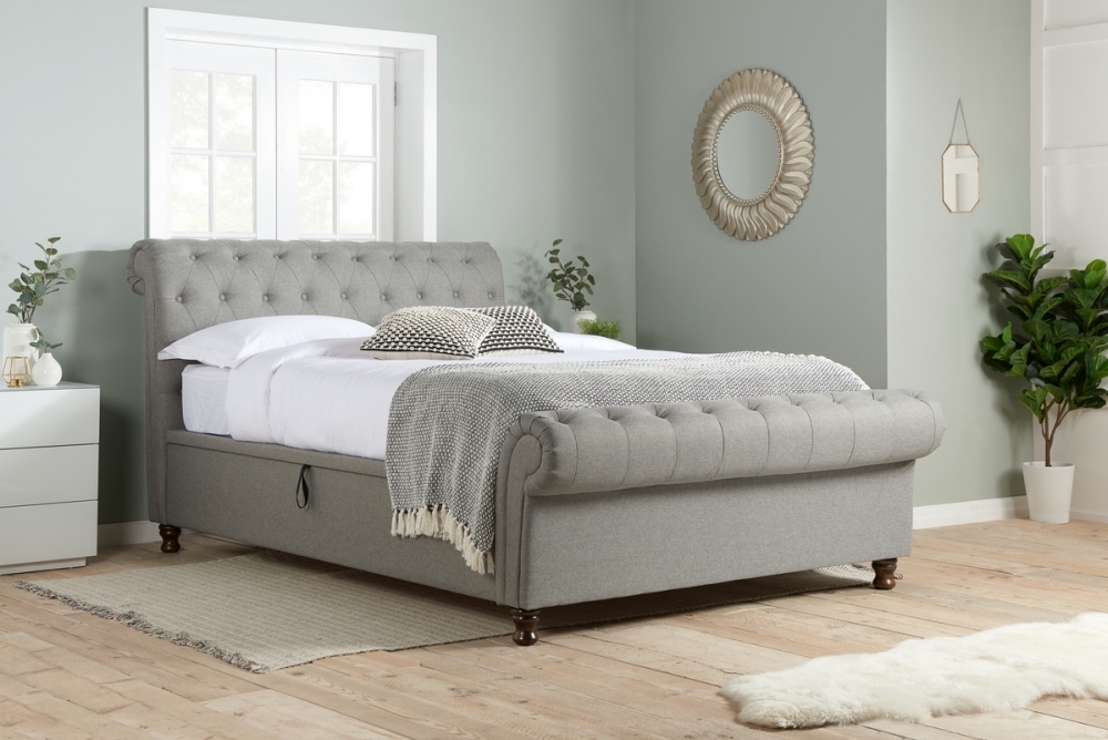 Product photograph of Castello Grey Fabric Side Ottoman Bed from Choice Furniture Superstore.