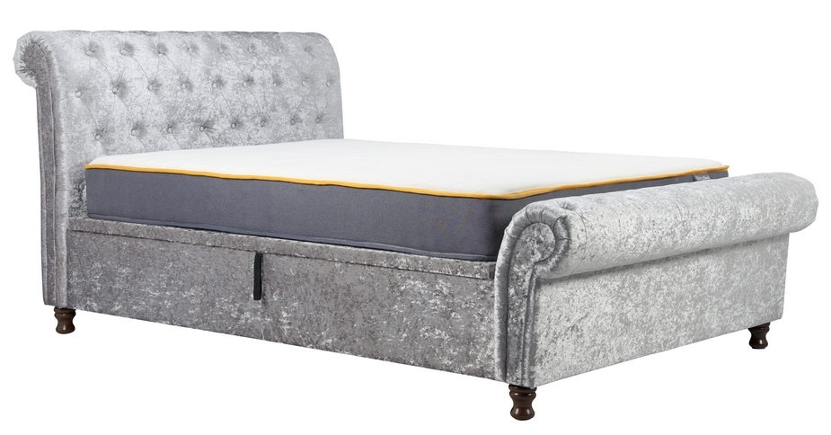 Product photograph of Birlea Castello Steel Crushed Velvet Side Ottoman Bed from Choice Furniture Superstore.