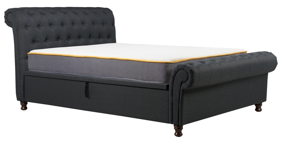 Product photograph of Castello Charcoal Fabric Side Ottoman Bed from Choice Furniture Superstore.