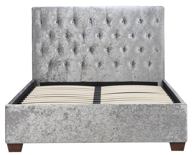 Product photograph of Birlea Cologne Steel Crushed Velvet Bed from Choice Furniture Superstore.