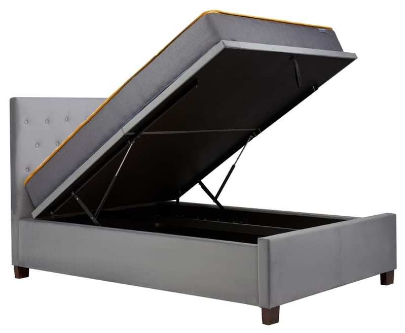 Product photograph of Cologne Grey Velvet Fabric Ottoman Storage Bed - Sizes Available from Choice Furniture Superstore.