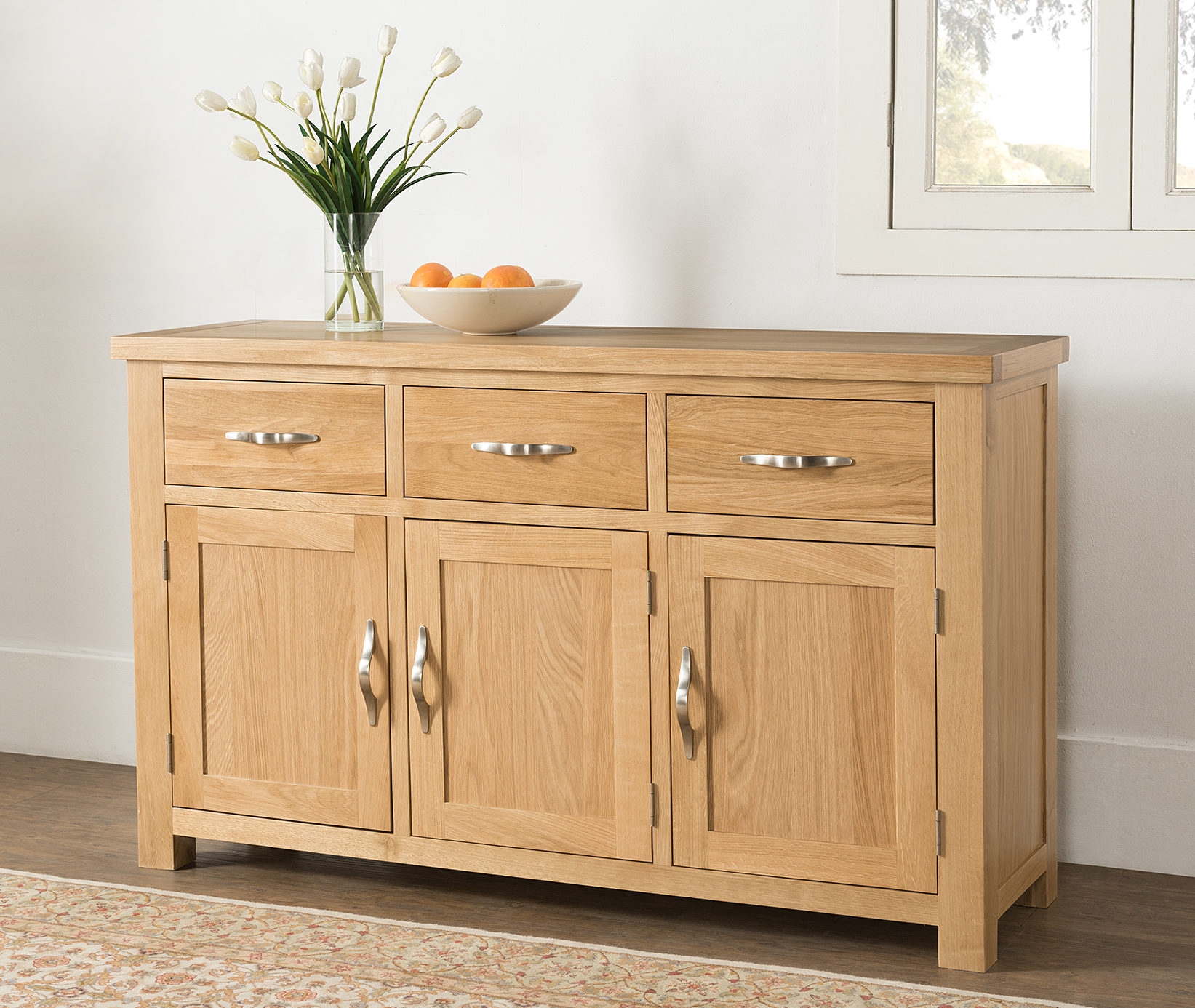 Product photograph of Cambridge Oak Large Sideboard from Choice Furniture Superstore.