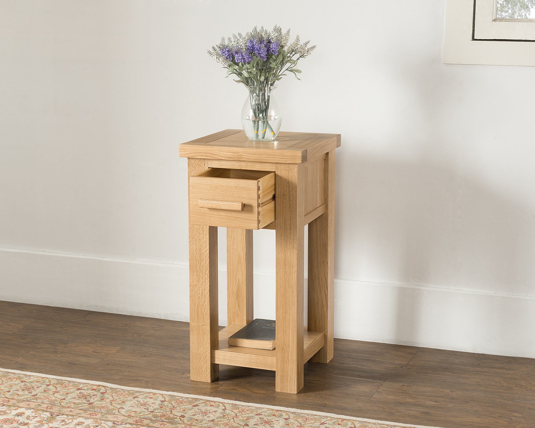 Product photograph of Cambridge Oak Telephone Table from Choice Furniture Superstore.