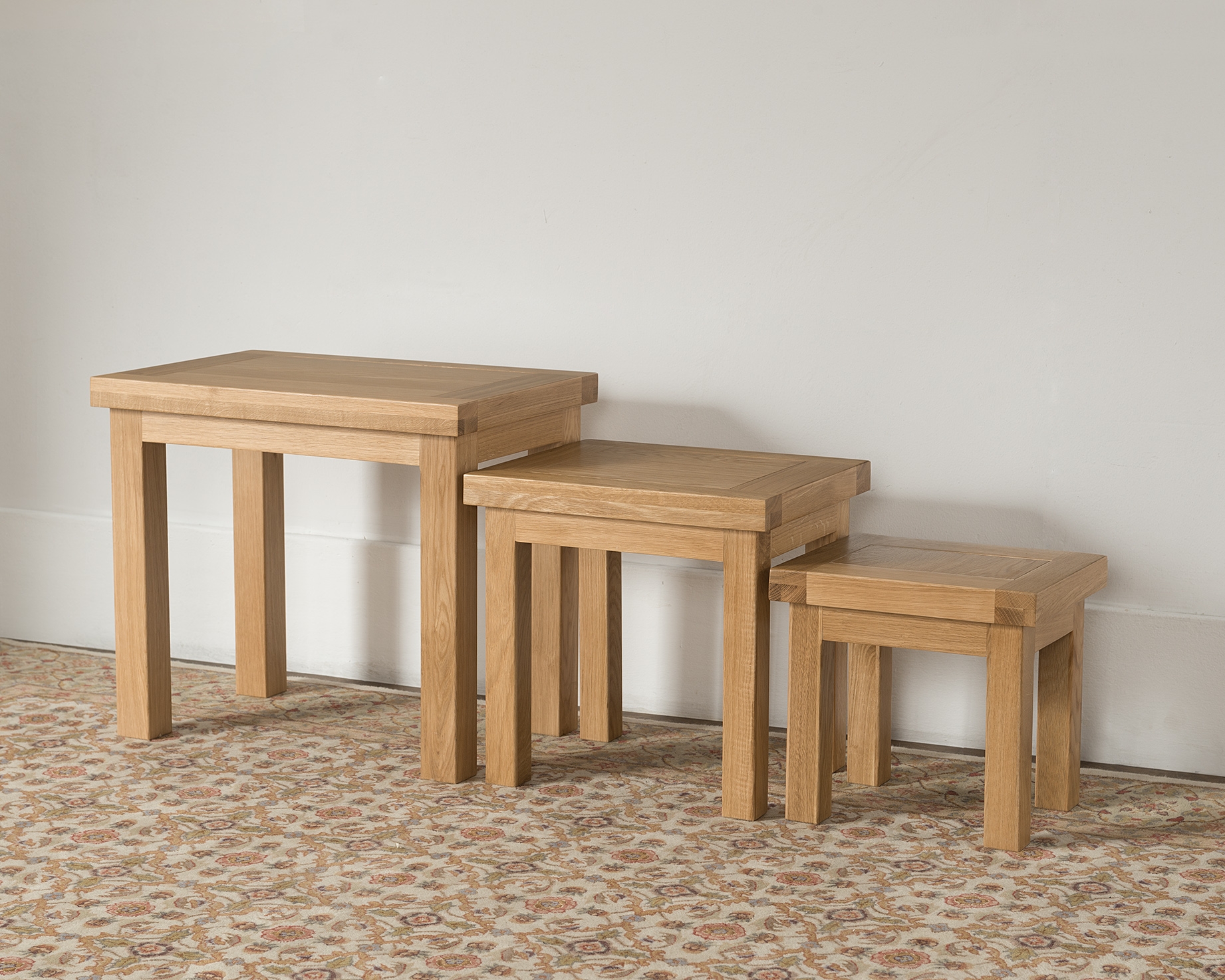 Product photograph of Cambridge Oak Nest Of Tables from Choice Furniture Superstore.