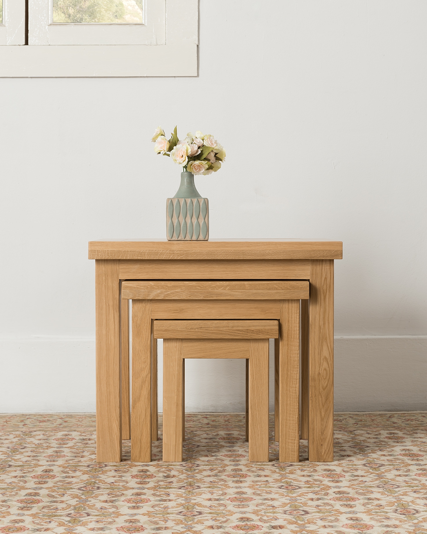 Product photograph of Cambridge Oak Nest Of Tables from Choice Furniture Superstore.