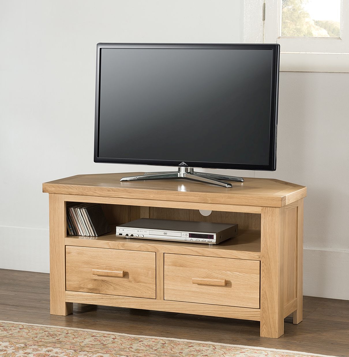 Product photograph of Cambridge Oak Corner Tv Unit from Choice Furniture Superstore.