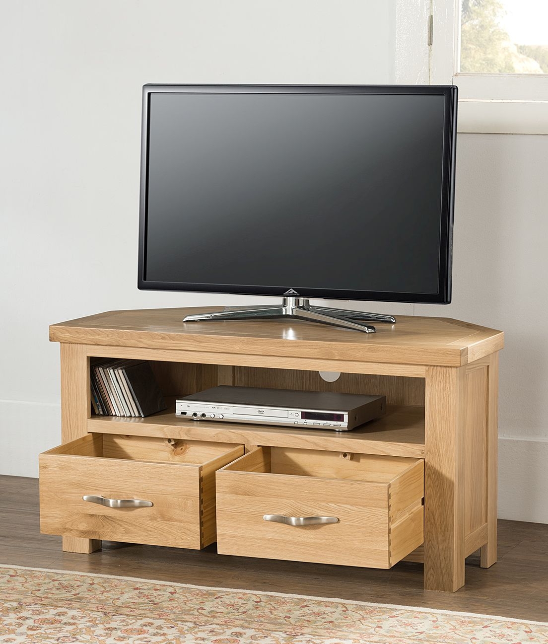 Product photograph of Cambridge Oak Corner Tv Unit from Choice Furniture Superstore.