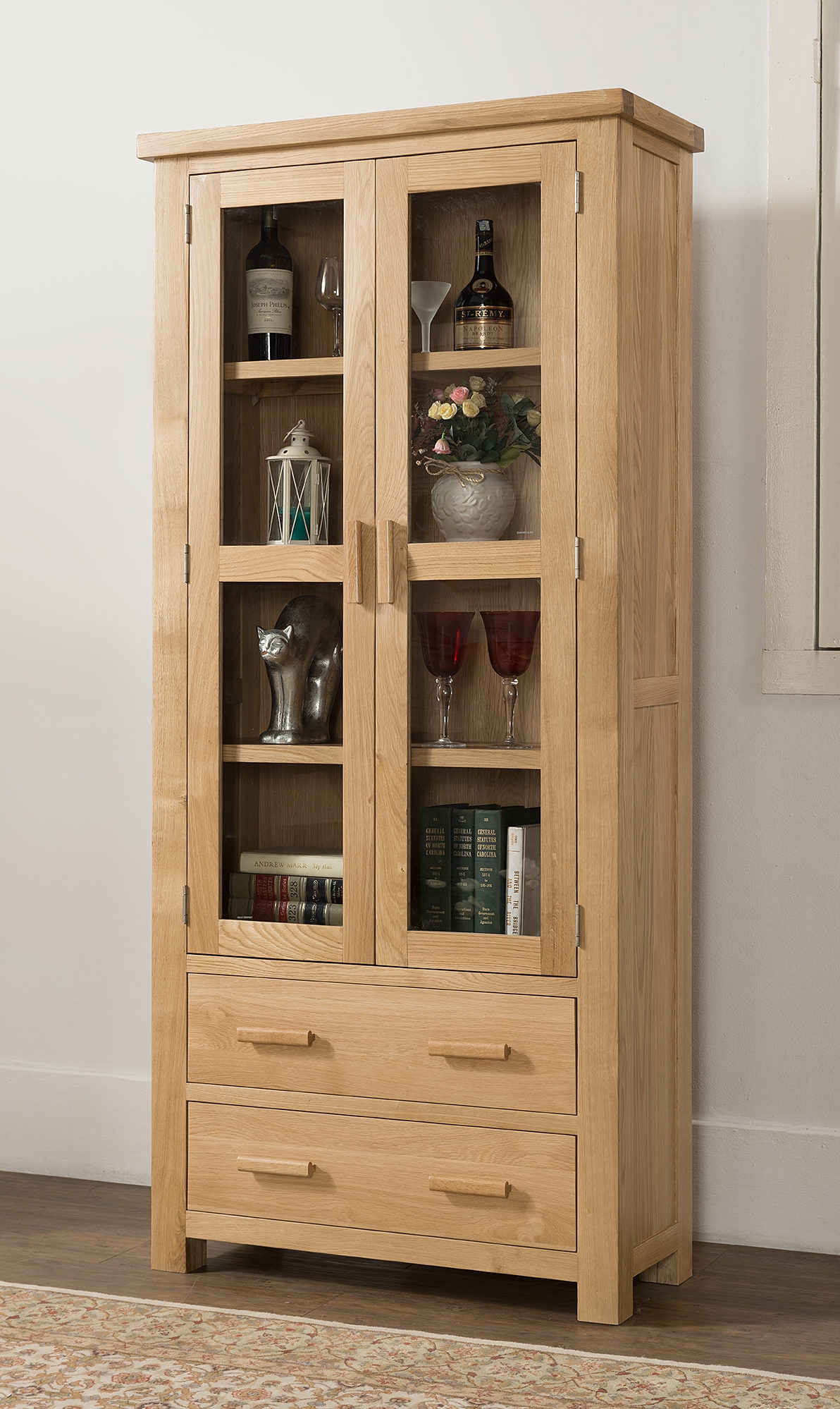 Product photograph of Cambridge Oak Display Cabinet from Choice Furniture Superstore.