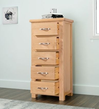 Product photograph of Cambridge Oak 5 Drawer Chest from Choice Furniture Superstore.