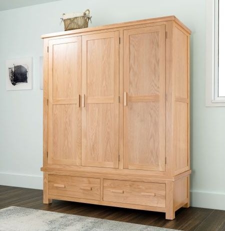 Product photograph of Cambridge Oak 3 Door Wardrobe from Choice Furniture Superstore.