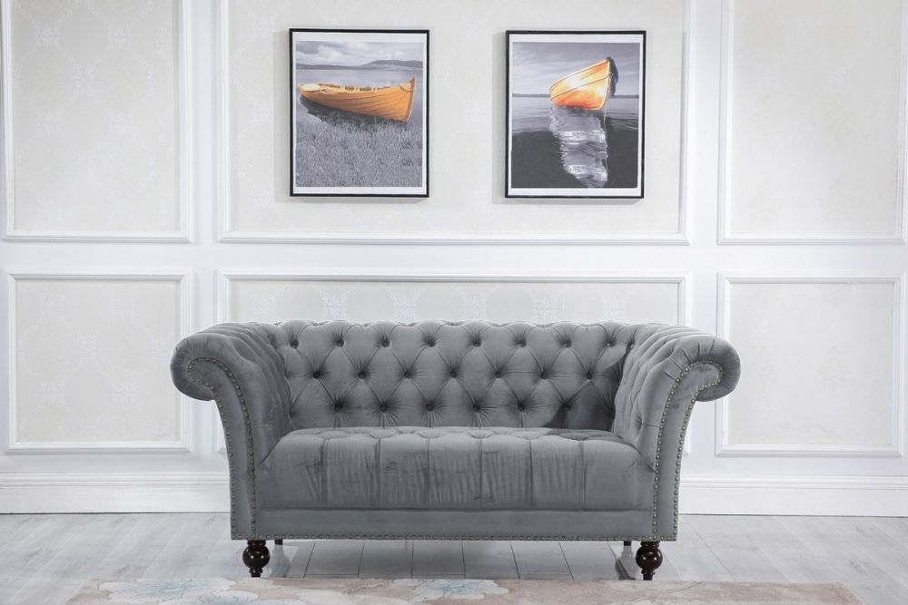 Product photograph of Chester Fabric Tufted 2 Seater Sofa - Comes In Grey And Midnight Blue Options from Choice Furniture Superstore.