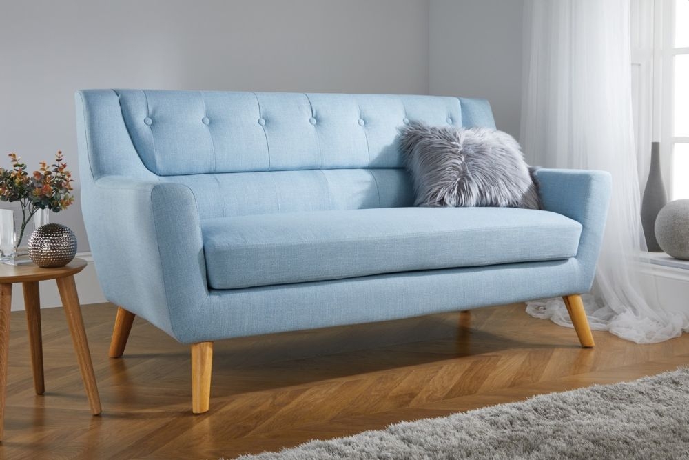 Product photograph of Lambeth Blue Fabric 3 Seater Sofa from Choice Furniture Superstore.