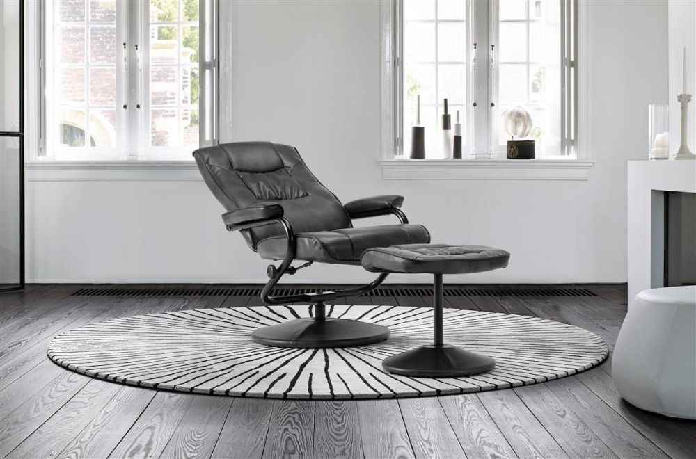 Product photograph of Birlea Memphis Faux Leather Swivel Recliner Chair And Footstool from Choice Furniture Superstore.
