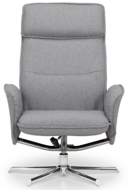 Product photograph of Aria Grey Linen Fabric Recliner Chair And Stool from Choice Furniture Superstore.