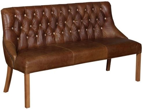 Product photograph of Additions Stanton Brown Leather 3 Seater Bench from Choice Furniture Superstore.