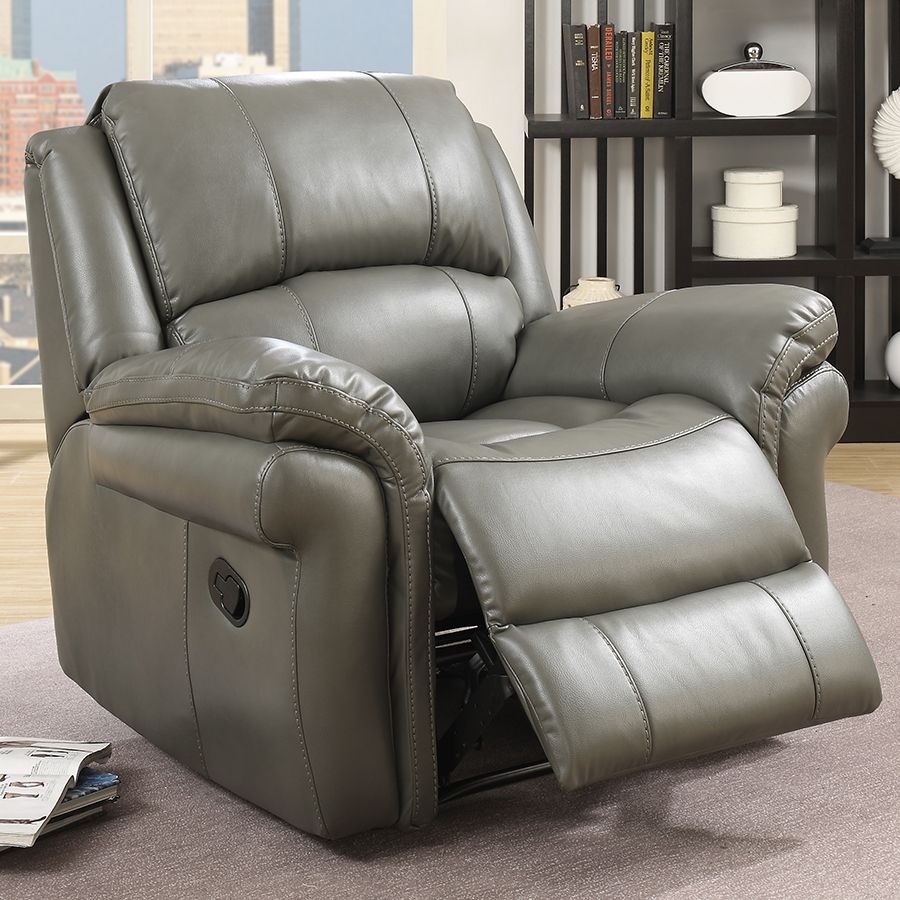 Product photograph of Farnham Grey Leather Recliner Armchair from Choice Furniture Superstore.