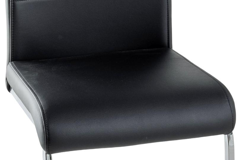 Product photograph of Malibu Black Leather Dining Chair With Stainless Steel Cantiliver Base from Choice Furniture Superstore.