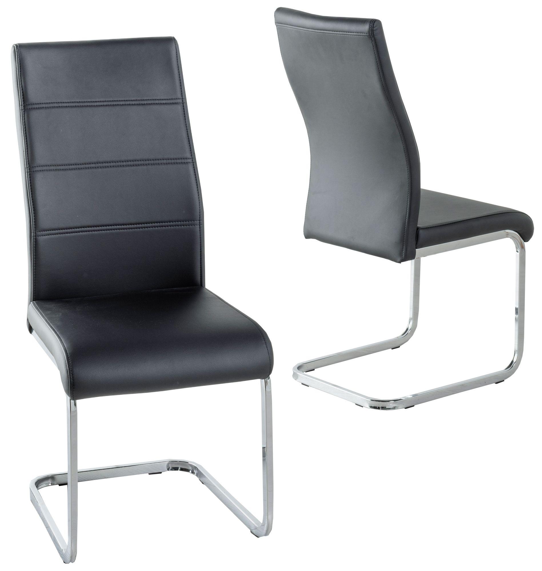 Product photograph of Malibu Black Leather Dining Chair With Stainless Steel Cantilever Base from Choice Furniture Superstore.