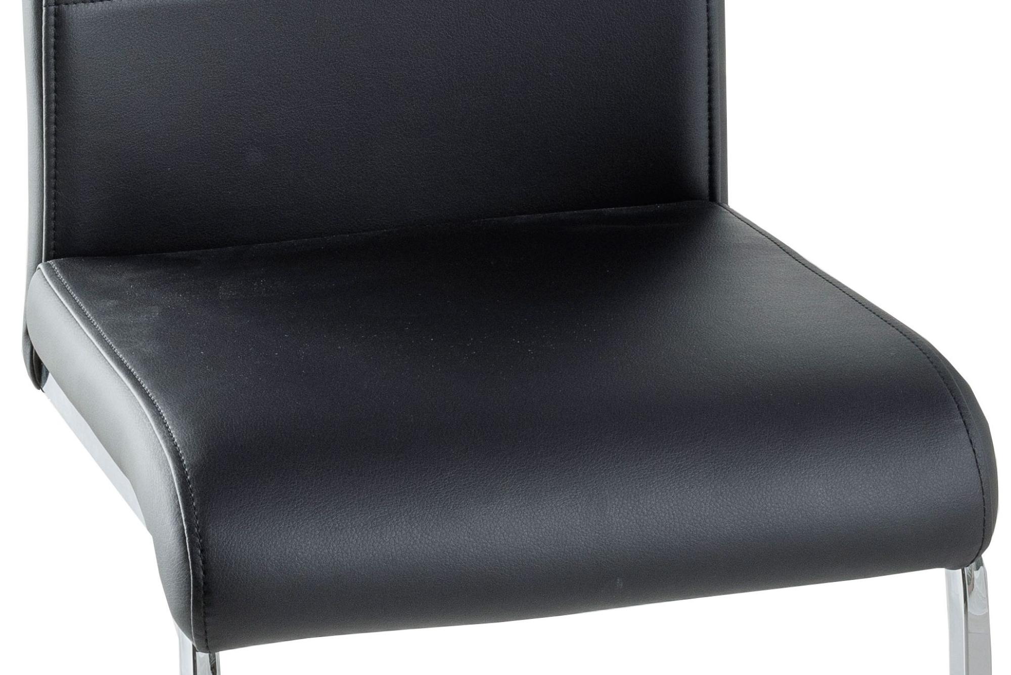 Product photograph of Malibu Black Leather Dining Chair With Stainless Steel Cantilever Base from Choice Furniture Superstore.