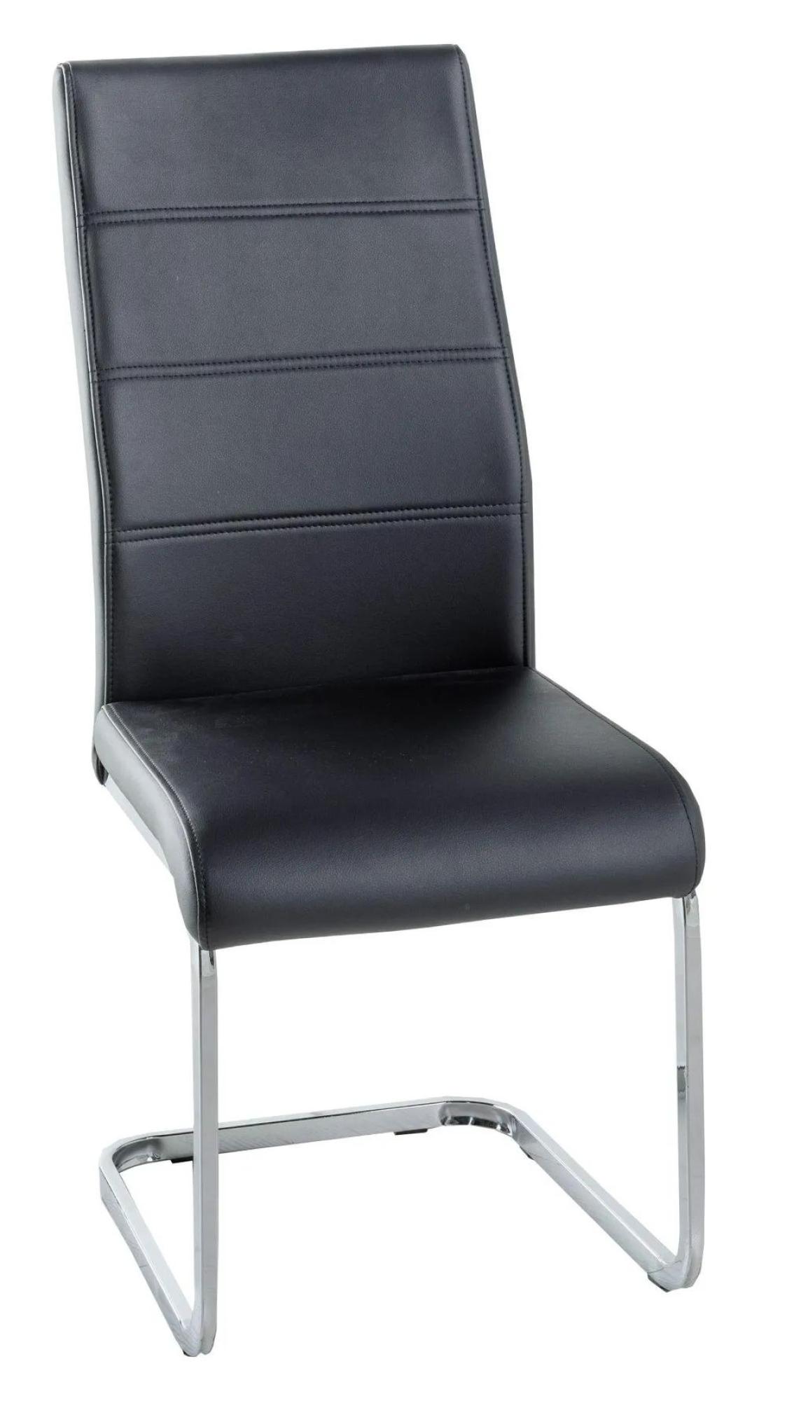 Product photograph of Malibu Black Leather Dining Chair With Stainless Steel Cantilever Base from Choice Furniture Superstore.