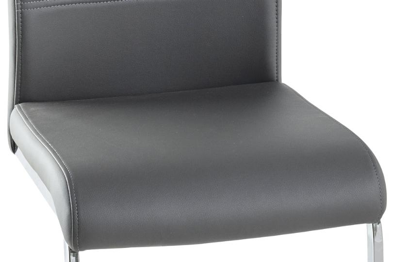 Product photograph of Malibu Dark Grey Dining Chair Leather - Faux Pu With Stainless Steel Chrome Cantiliver Base from Choice Furniture Superstore.