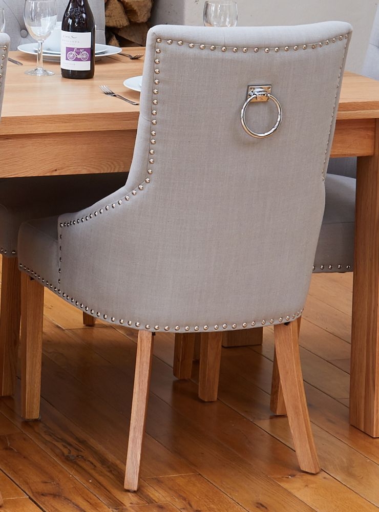 Product photograph of Mobel Oak Accent Grey Fabric Dining Chair Sold In Pairs from Choice Furniture Superstore.