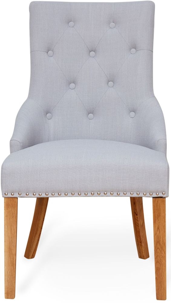 Product photograph of Mobel Oak Accent Grey Fabric Dining Chair Sold In Pairs from Choice Furniture Superstore.