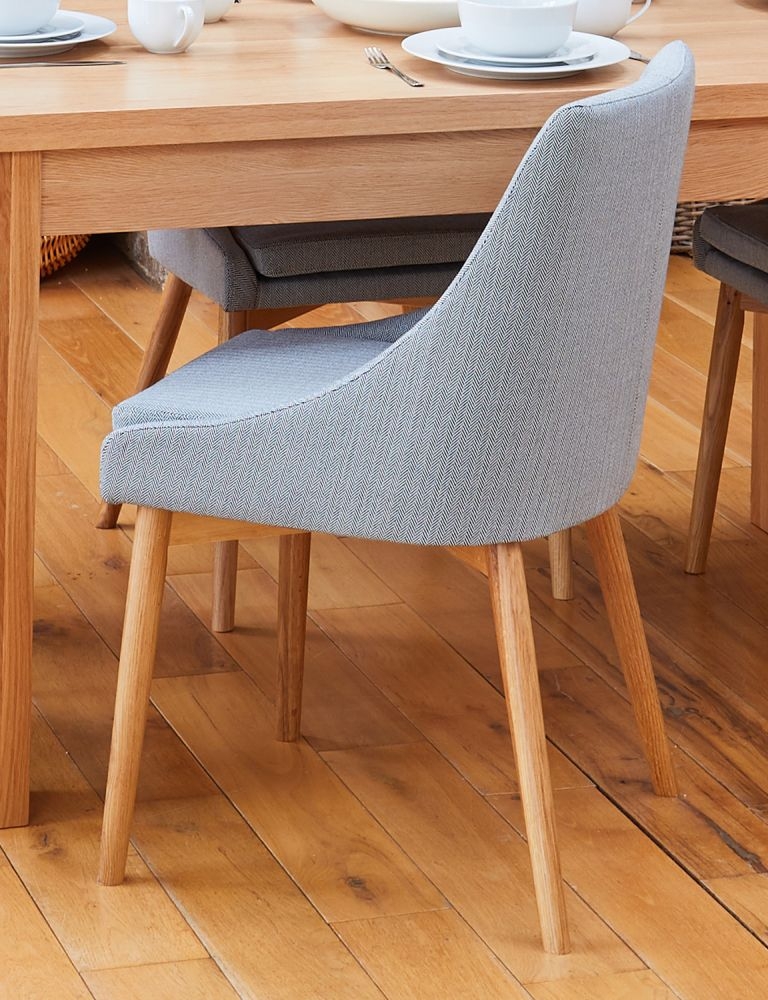 Product photograph of Mobel Oak Grey Fabric Upholstered Dining Chair Sold In Pairs from Choice Furniture Superstore.