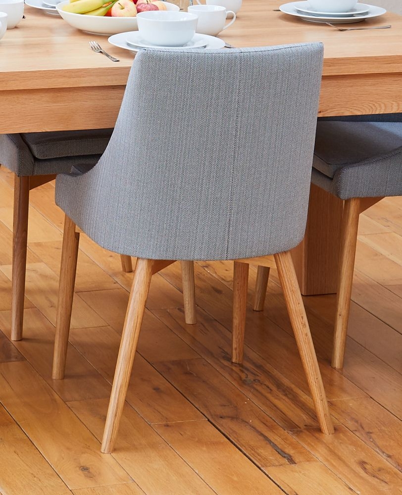 Product photograph of Mobel Oak Grey Fabric Upholstered Dining Chair Sold In Pairs from Choice Furniture Superstore.